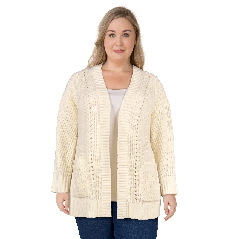 mySTYLE Women's Plus Chenille Cardigan Embroidered Appliqued Beaded Embroidered Appliqued Beaded