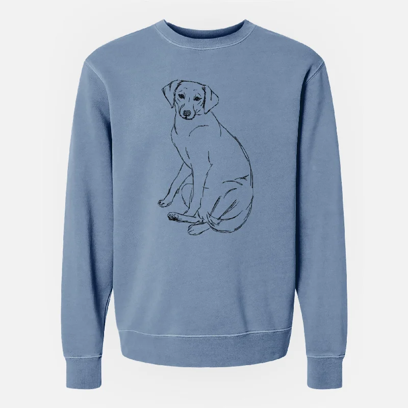 Doodled Penny the Mixed Breed - Unisex Pigment Dyed Crew Sweatshirt Hoodie with Button Placket Classic Preppy Hoodie with Button Placket Classic Preppy