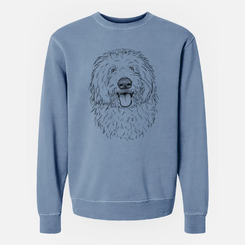 Bare Barry the Old English Sheepdog - Unisex Pigment Dyed Crew Sweatshirt Hoodie with Front Slit Layering Stylish Hoodie with Front Slit Layering Stylish