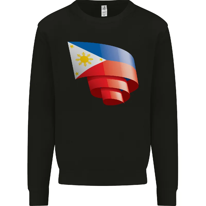 Curled Philippines Flag Pilipino Day Football Mens Sweatshirt Jumper Hoodie with Fur Luxurious Winter Hoodie with Fur Luxurious Winter