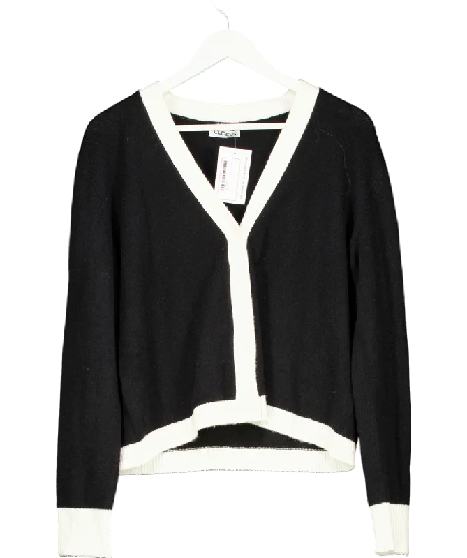 Cloeys Colourblock Cardigan Black & White UK M/L Toggled Drawstring Belted Toggled Drawstring Belted