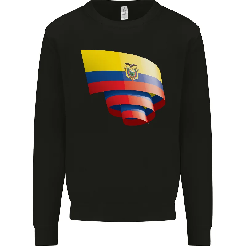 Curled Ecuador Flag Ecuadorian Day Football Mens Sweatshirt Jumper Hoodie with Oversized Fit Loose Comfortable Hoodie with Oversized Fit Loose Comfortable