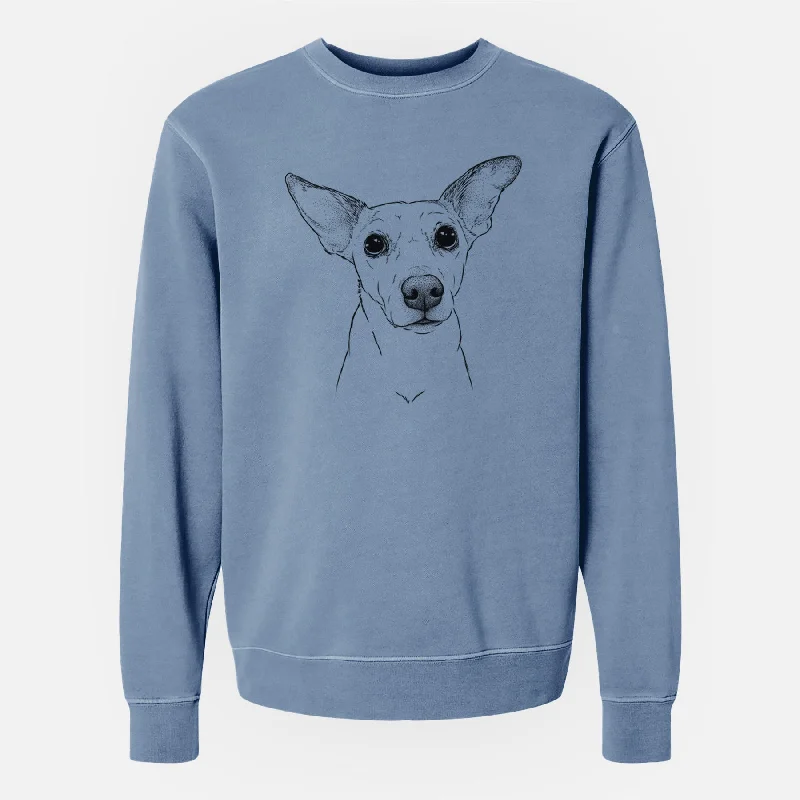 Bare Molly the Jack Russell Terrier - Unisex Pigment Dyed Crew Sweatshirt Hoodie with Mock Neck Collared Structured Hoodie with Mock Neck Collared Structured