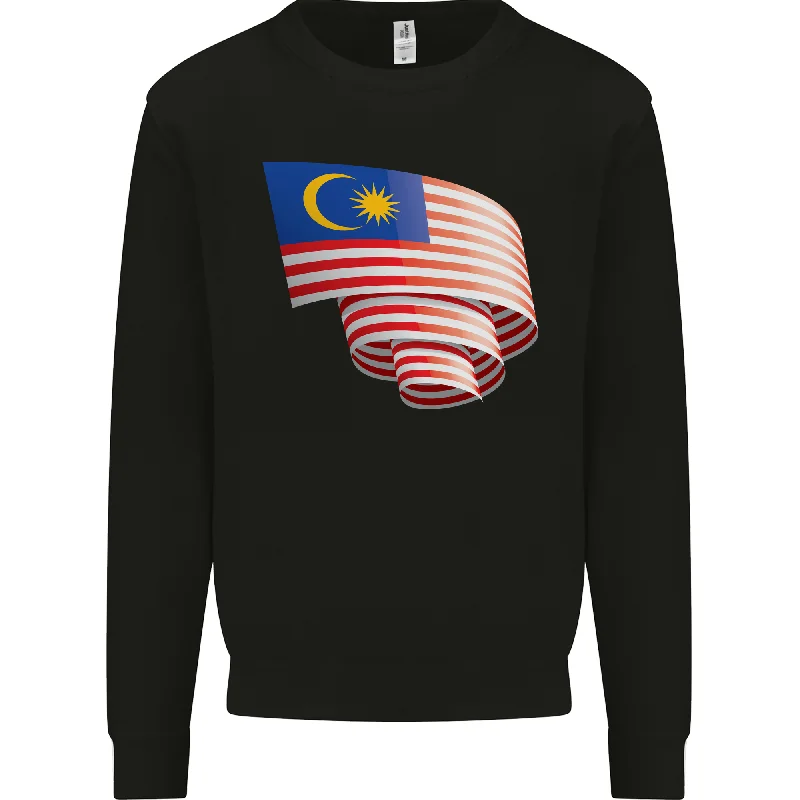 Curled Malaysia Flag Malaysian Day Football Mens Sweatshirt Jumper Hoodie with Hem Raw Edge Edgy Unfinished Hoodie with Hem Raw Edge Edgy Unfinished