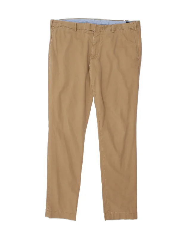 POLO RALPH LAUREN Mens Slim Fit Chino Trousers W36 L34  Beige Cotton Trousers Low Rise Relaxed Trousers Low Rise Relaxed