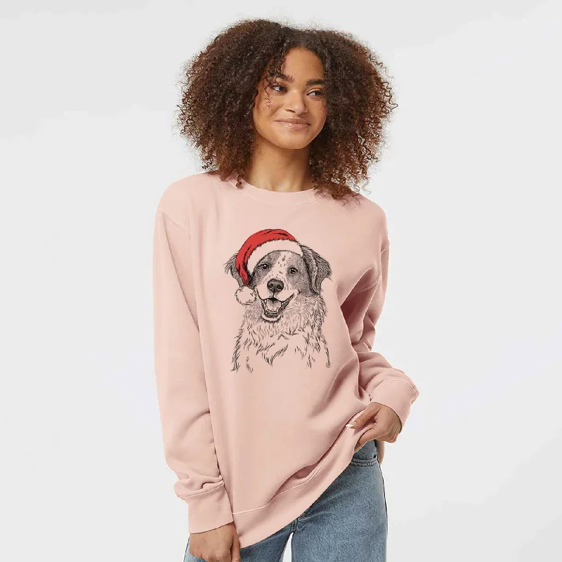 Santa Sophie the Brittany Beagle Mix - Unisex Pigment Dyed Crew Sweatshirt Hoodie with Lace Feminine Delicate Hoodie with Lace Feminine Delicate