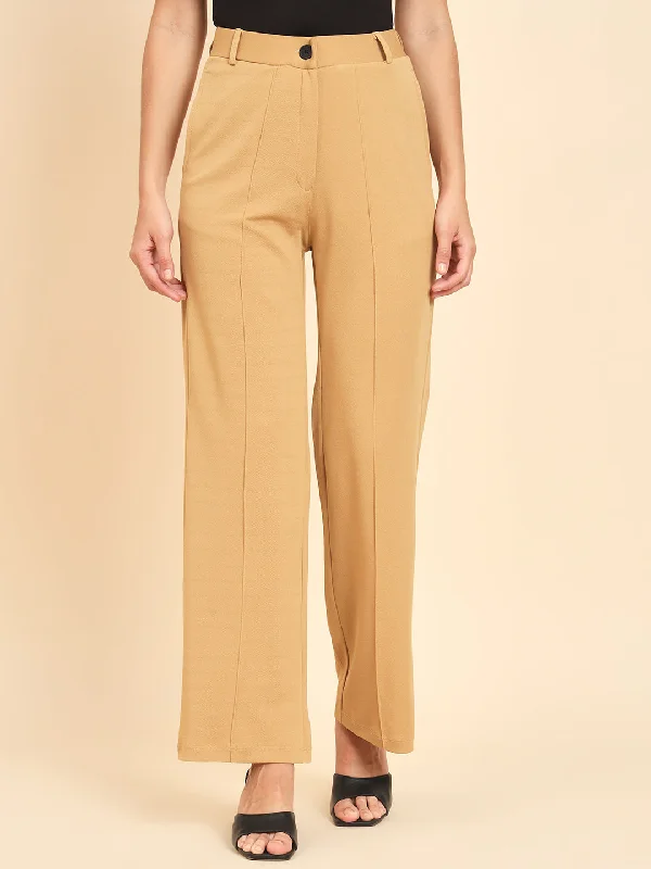 TANDUL Women Regular Fit Beige Lycra Trousers Trousers Occasion Special Trousers Occasion Special