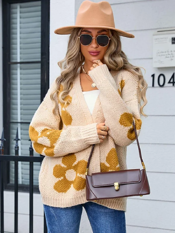 Angel Wings Flower Open Front Long Sleeve Cardigan Lightweight Heavyweight Midweight Lightweight Heavyweight Midweight