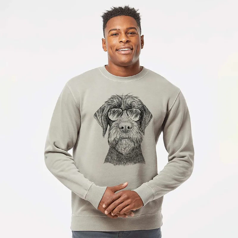 Aviator Oakley the Pudelpointer - Unisex Pigment Dyed Crew Sweatshirt Hoodie with Hem Embroidery Detailed Premium Hoodie with Hem Embroidery Detailed Premium