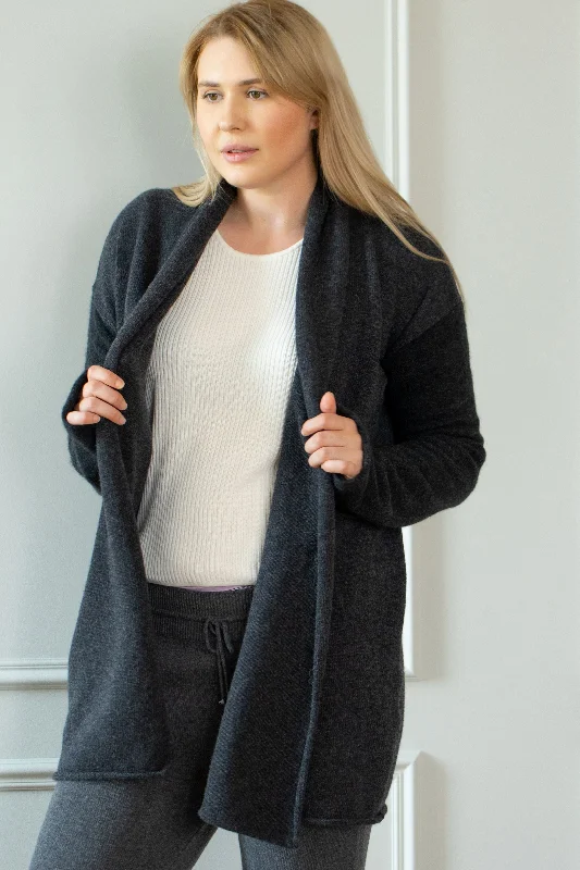 Soft Knit Long Cardigan With Pockets Welt Pockets Slit Pockets Flap Pockets Welt Pockets Slit Pockets Flap Pockets