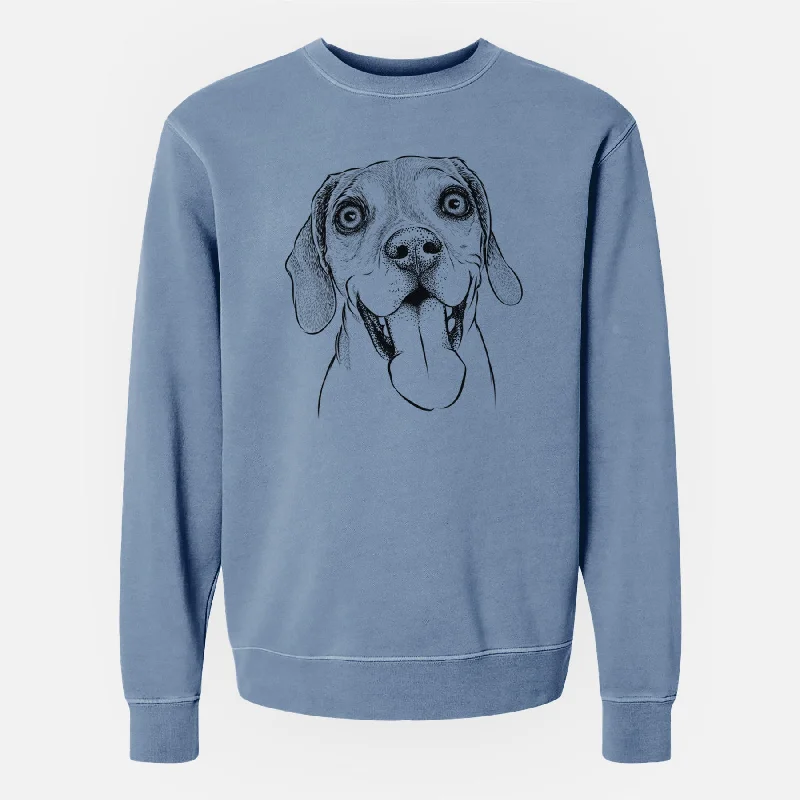 Bare Sunny the Beagle - Unisex Pigment Dyed Crew Sweatshirt Hoodie with Elastic Cuffs Stretchable Comfortable Hoodie with Elastic Cuffs Stretchable Comfortable