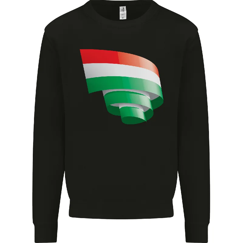 Curled Hungary Flag Hungarian Day Football Mens Sweatshirt Jumper Hoodie with Full-Zip Functional Layering Hoodie with Full-Zip Functional Layering