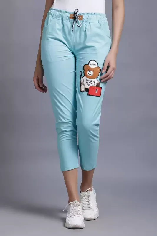 TANDUL  Regular Fit Women Light Blue Lycra Blend Trousers Trousers Brand Named Trousers Brand Named