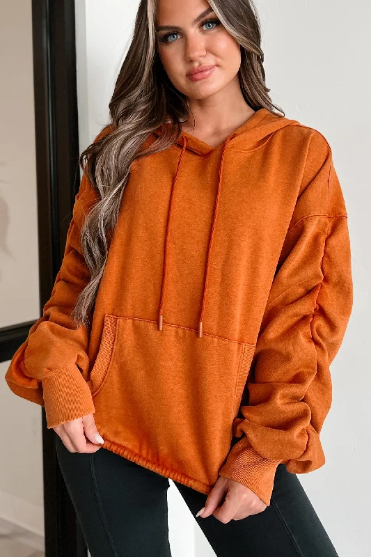 Escape The Real World Ruched Sleeve Hoodie (Vintage Rust) Hoodie with Earth Tones Natural Calm Hoodie with Earth Tones Natural Calm