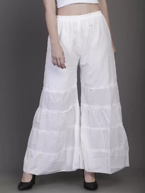 TANDUL  Regular Fit Women White Rayon Trousers Trousers Favorite Customer Trousers Favorite Customer