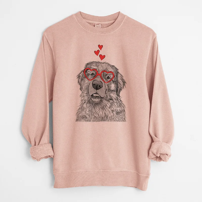 Valentine Ralph the Leonberger - Unisex Pigment Dyed Crew Sweatshirt Hoodie with Mesh Breathable Sporty Hoodie with Mesh Breathable Sporty