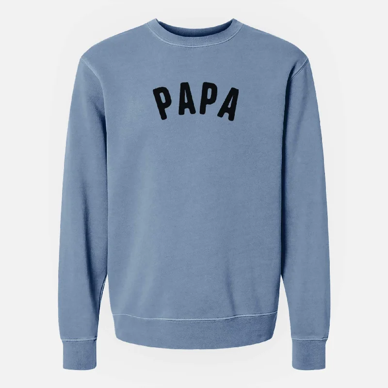 Papa - Articulate Collection - Unisex Pigment Dyed Crew Sweatshirt Hoodie with Hem Embroidery Detailed Premium Hoodie with Hem Embroidery Detailed Premium