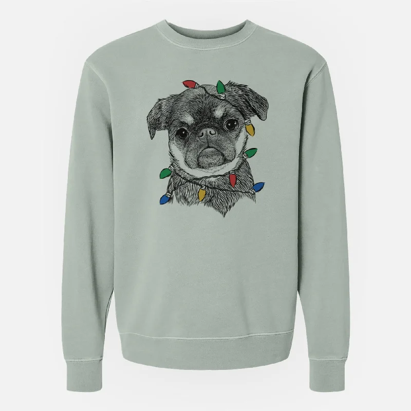 Christmas Lights Simone the Brussels Griffon - Unisex Pigment Dyed Crew Sweatshirt Hoodie with Button Classic Timeless Hoodie with Button Classic Timeless