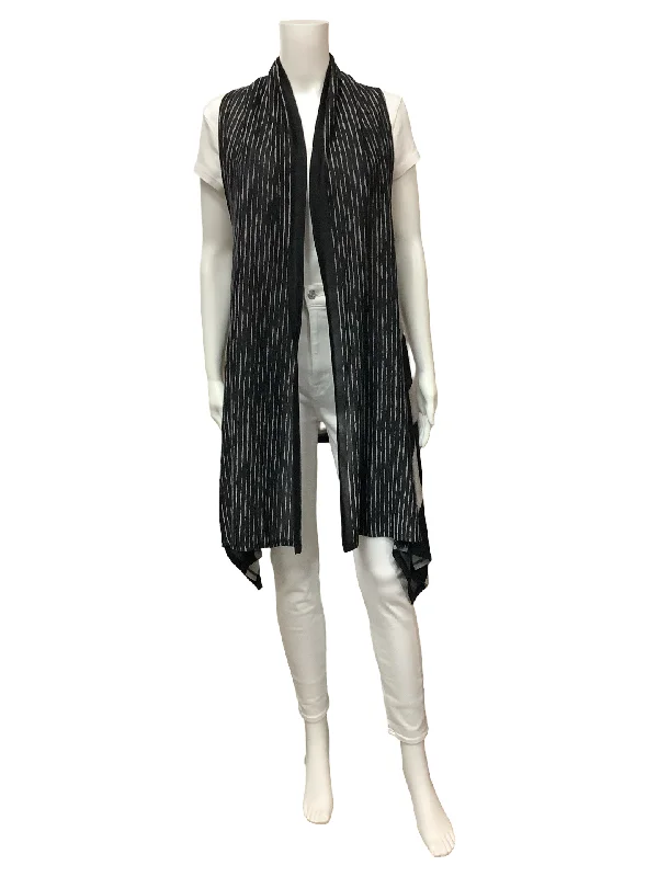 Joseph Ribkoff Cardigan Black & Grey Sleeveless Open Front Size: 8 Mesh Cardigan Canvas Denim Mesh Cardigan Canvas Denim