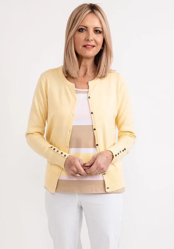 Micha Fine Knit Short Cardigan, Lemon Crew Neck V-Neck Turtle Neck Crew Neck V-Neck Turtle Neck