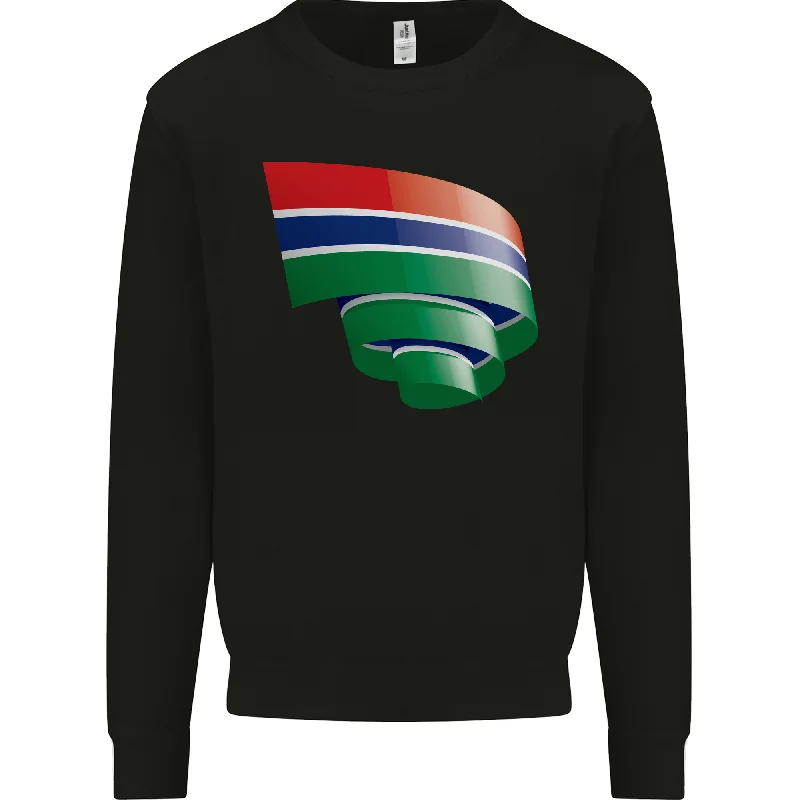 Curled Gambia Flag Gambian Day Football Mens Sweatshirt Jumper Graphic Hoodie Design Print Graphic Hoodie Design Print