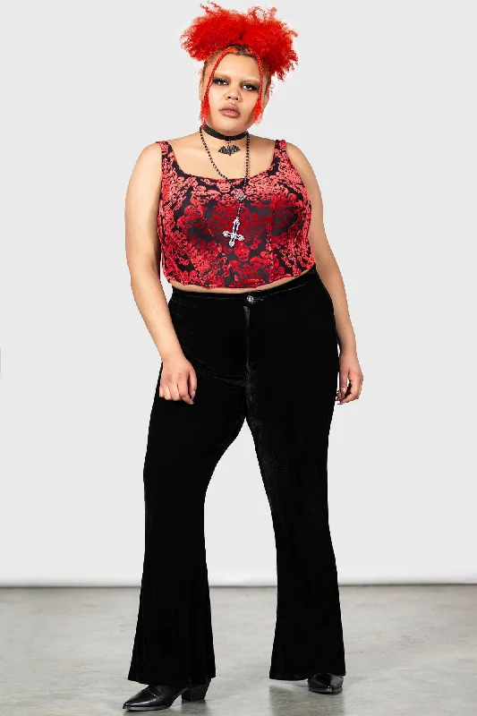 Thena's Thistle Velvet Bootcut Trousers [PLUS] Trousers Yoga Stretchy Trousers Yoga Stretchy