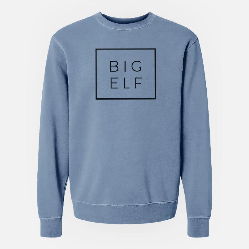 Big Elf Boxed - Unisex Pigment Dyed Crew Sweatshirt Hoodie with Print Artistic Unique Hoodie with Print Artistic Unique