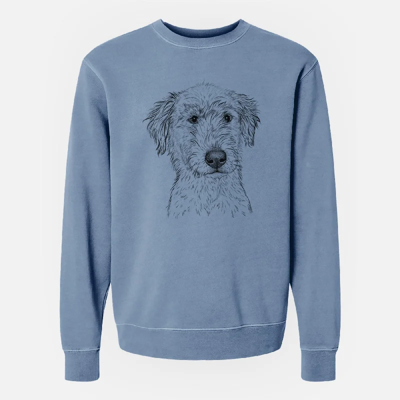 Bare Harry the Mixed Breed Puppy - Unisex Pigment Dyed Crew Sweatshirt Hoodie with Print Artistic Unique Hoodie with Print Artistic Unique