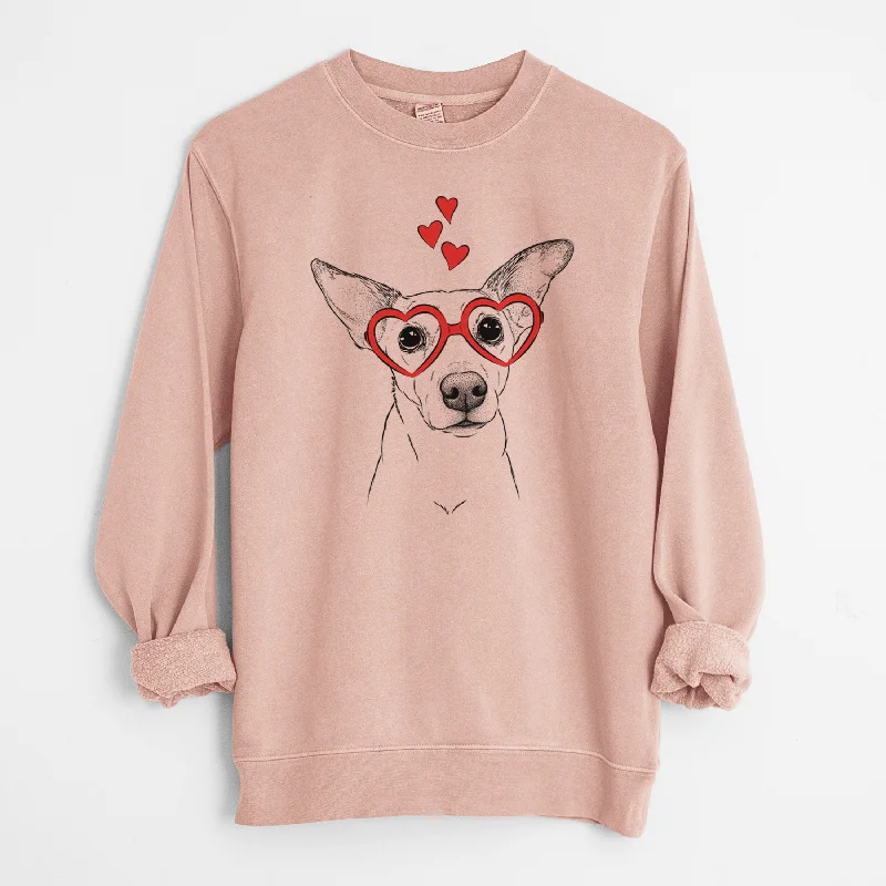 Valentine Molly the Jack Russell Terrier - Unisex Pigment Dyed Crew Sweatshirt Hoodie with V-Neck Classic Versatile Hoodie with V-Neck Classic Versatile