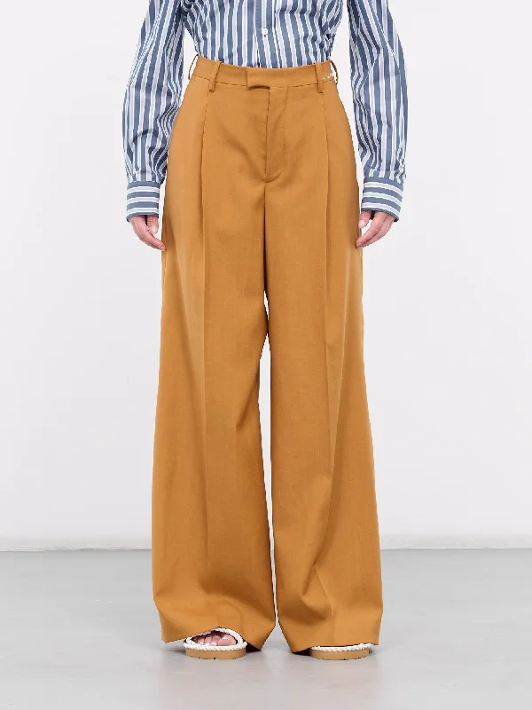 Wide Leg Trousers (PAMA0493SU-UTWA20-PUMPKIN) Trousers Mesh Breathable Trousers Mesh Breathable