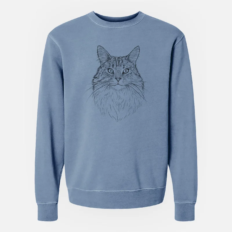 Bare Angel the Maine Coon Cat - Unisex Pigment Dyed Crew Sweatshirt Hoodie with Button Classic Timeless Hoodie with Button Classic Timeless