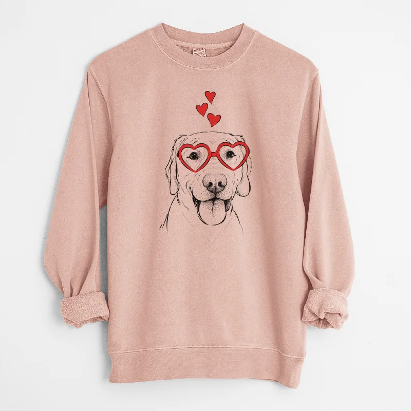 Valentine Klay the Labrador Retriever - Unisex Pigment Dyed Crew Sweatshirt Hoodie with Bell Sleeves Flared Feminine Hoodie with Bell Sleeves Flared Feminine