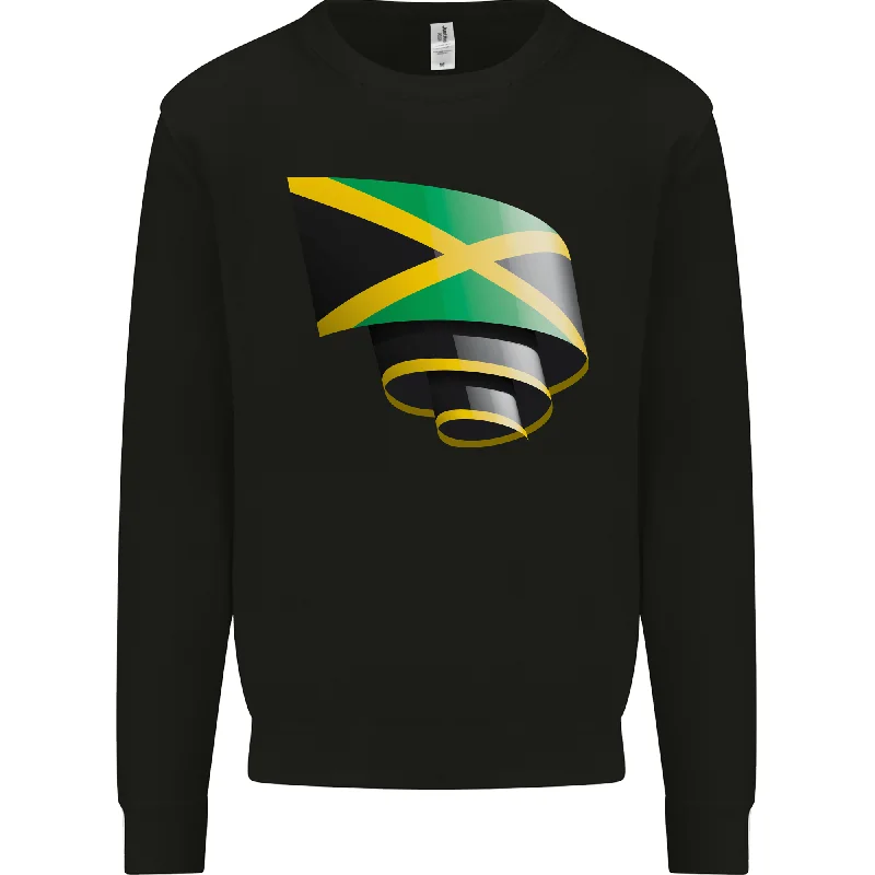 Curled Jamaican Flag Jamaica Day Football Mens Sweatshirt Jumper Hoodie with Lining Warm Insulated Hoodie with Lining Warm Insulated