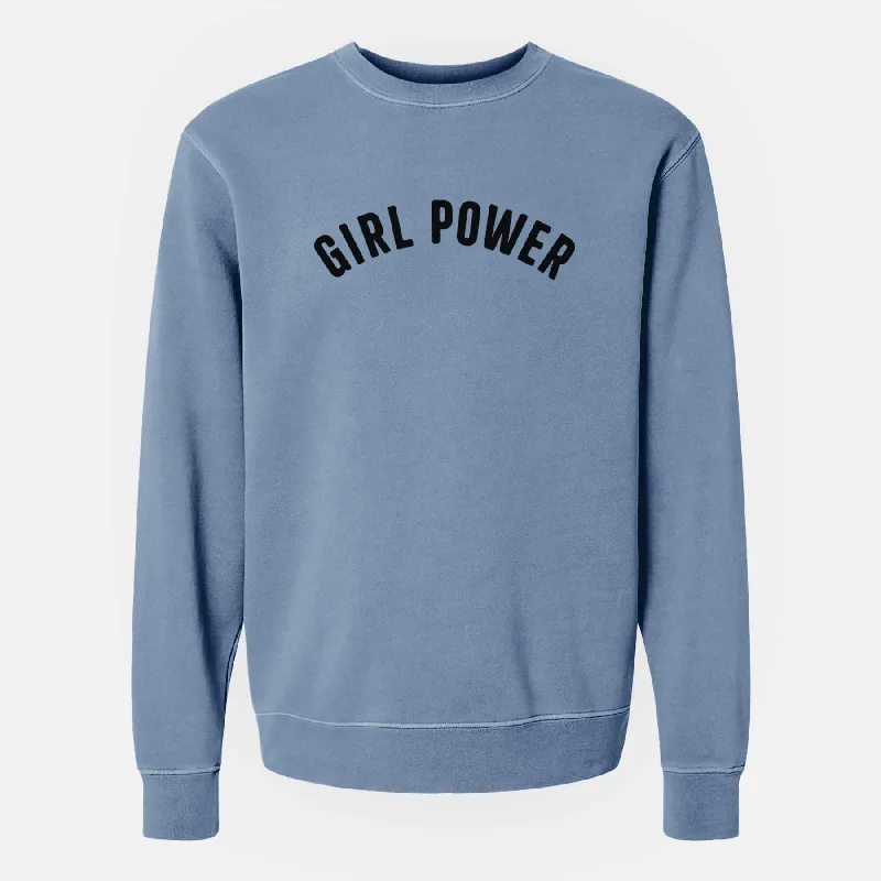 Girl Power - Articulate Collection - Unisex Pigment Dyed Crew Sweatshirt Hoodie with Typography Text Message Hoodie with Typography Text Message