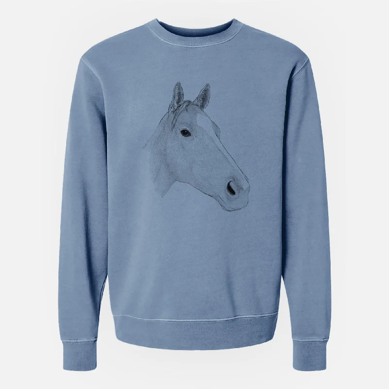 Bare Westley the Horse - Unisex Pigment Dyed Crew Sweatshirt Hoodie with Puffed Sleeves Voluminous Trendy Hoodie with Puffed Sleeves Voluminous Trendy