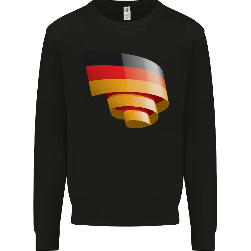 Curled Germany Flag German Day Football Mens Sweatshirt Jumper Hoodie with Thumb Holes Functional Cozy Hoodie with Thumb Holes Functional Cozy