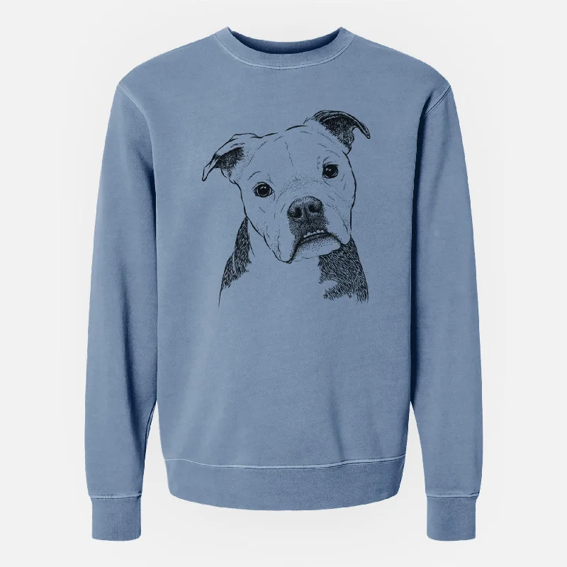 Bare Aggy the Olde English Bulldogge - Unisex Pigment Dyed Crew Sweatshirt Hoodie with Toggle Buttons Decorative Unique Hoodie with Toggle Buttons Decorative Unique