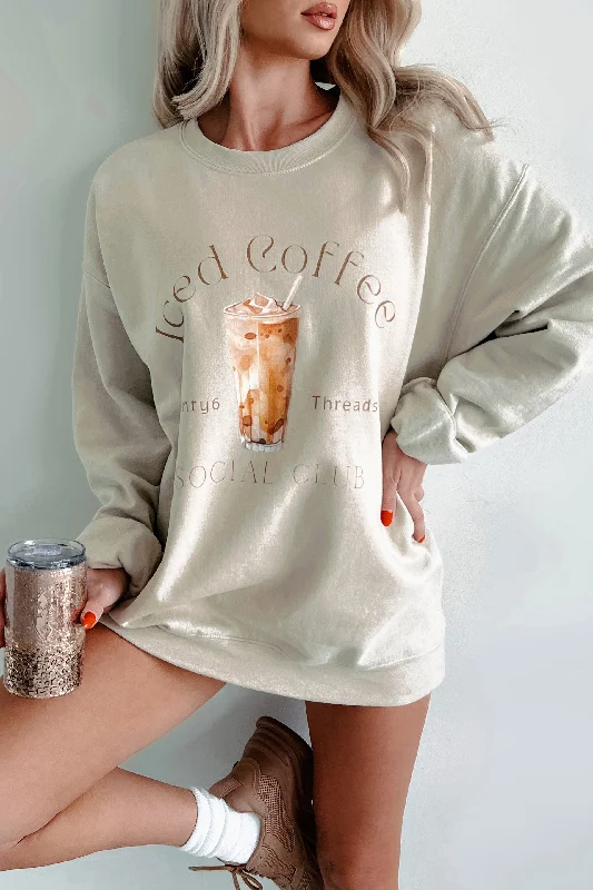 I'll Take An Ice Coffee Graphic Sweatshirt (Sand) Hoodie with Reflective Safety Nightwear Hoodie with Reflective Safety Nightwear