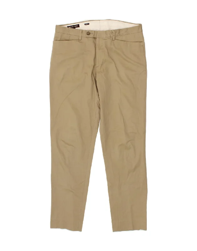 MICHAEL KORS Mens Slim Fit Casual Trousers W32 L30 Brown Cotton Trousers practical durable Trousers practical durable