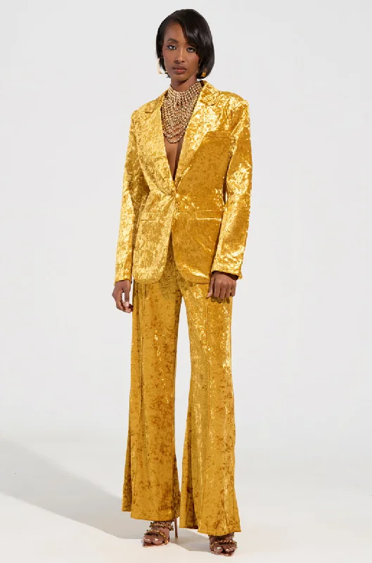 DRIPPING IN GOLD CRUSHED VELVET TROUSER Trousers High Rise Slim Fit Trousers High Rise Slim Fit