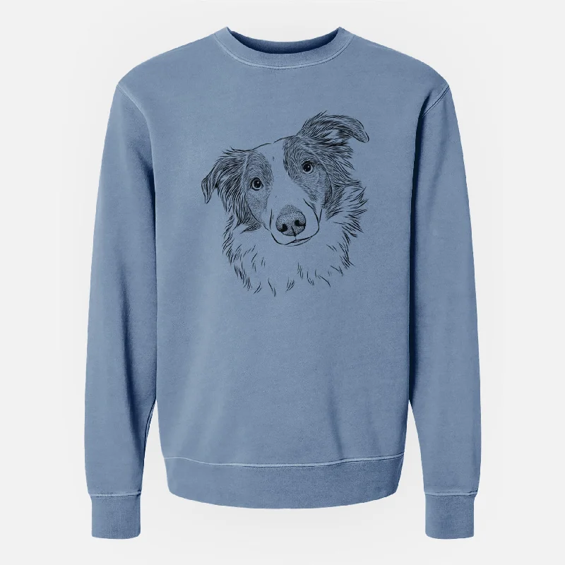 Bare Cyclone the Australian Shepherd - Unisex Pigment Dyed Crew Sweatshirt Hoodie with Bell Sleeves Flared Feminine Hoodie with Bell Sleeves Flared Feminine