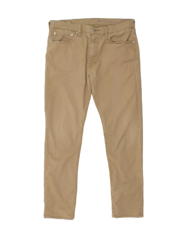 LEVI'S Mens 512 Tapered Slim Casual Trousers W34 L32 Beige Cotton Trousers Elastic Waist Soft Trousers Elastic Waist Soft