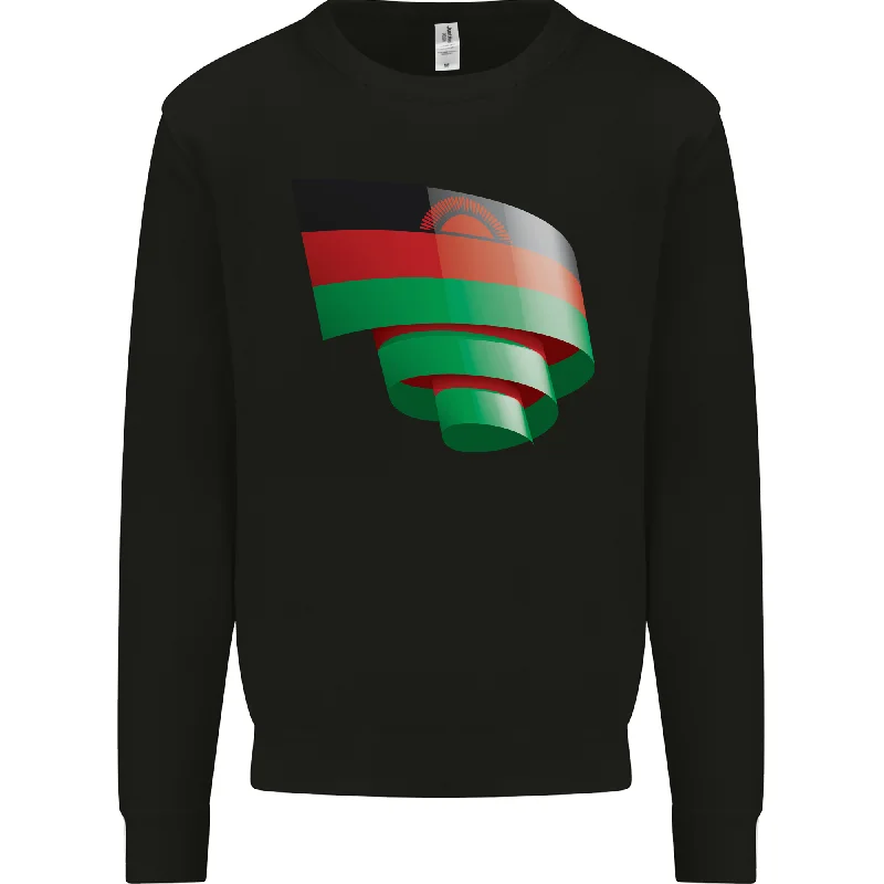 Curled Malawi Flag Malawian Day Football Mens Sweatshirt Jumper Hoodie with Hem Applique Textured Unique Hoodie with Hem Applique Textured Unique