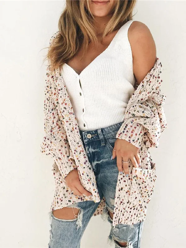 Multicolored Open Front Cardigan Zippered Front Buttoned Front Snap Front Zippered Front Buttoned Front Snap Front