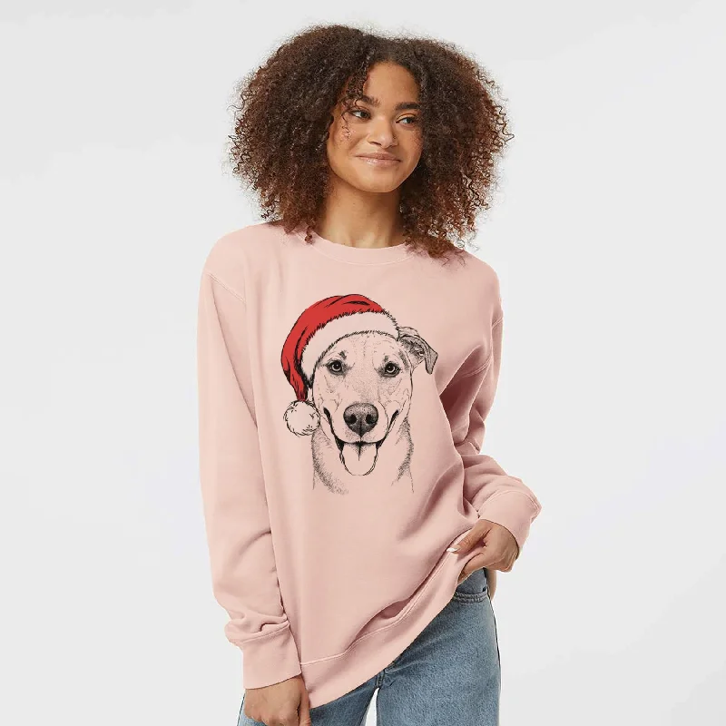 Santa Padre the Pitbull Mix - Unisex Pigment Dyed Crew Sweatshirt Hoodie with Hem Embroidery Detailed Premium Hoodie with Hem Embroidery Detailed Premium