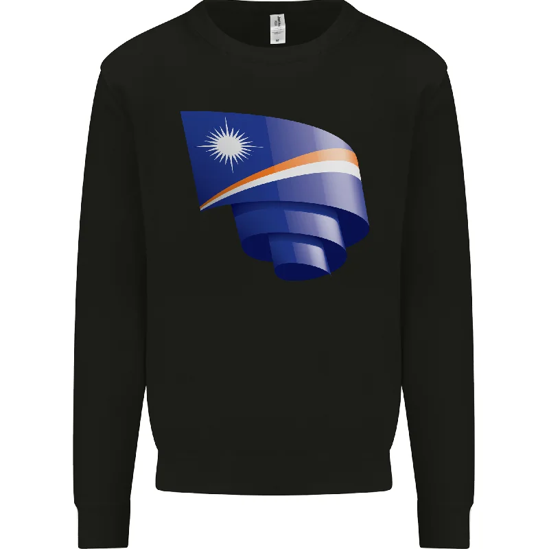 Curled Marshall Islands Flag Day Football Mens Sweatshirt Jumper Hoodie with Strings Custom Fit Adjustable Hoodie with Strings Custom Fit Adjustable