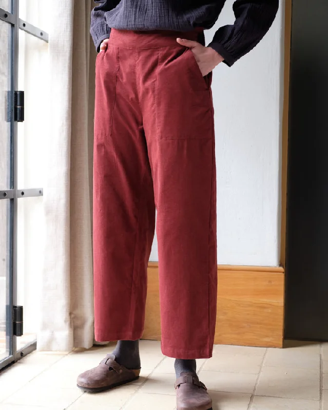 BIBICO Anna Wide Leg Trousers in Thin Cord Rust Trousers chic fashionable Trousers chic fashionable