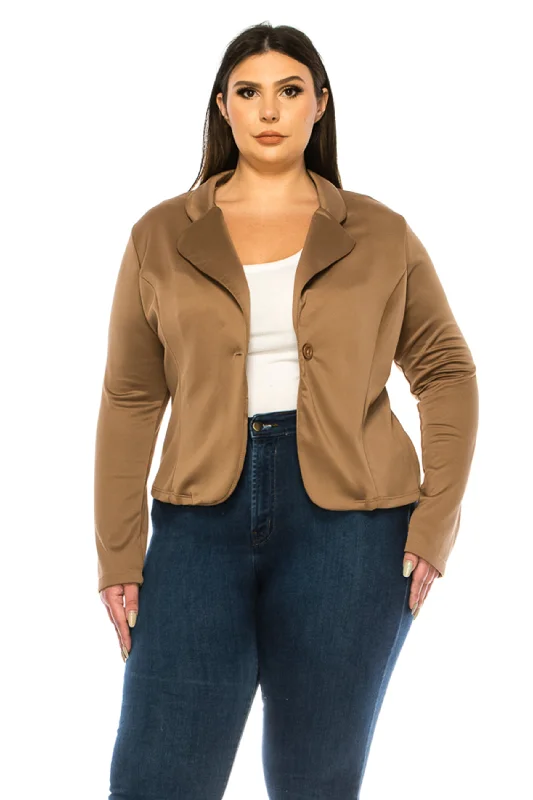 Women's Plus Size Solid Blazer with Single Button Closure Women's Handmade Blazer