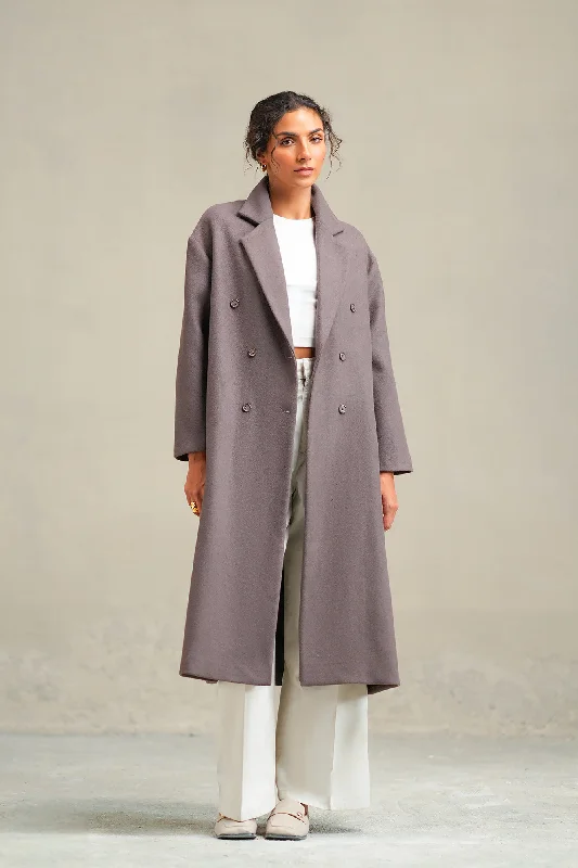 LONG COAT (E2008/108/903) Collared Crew Neck Turtle Neck