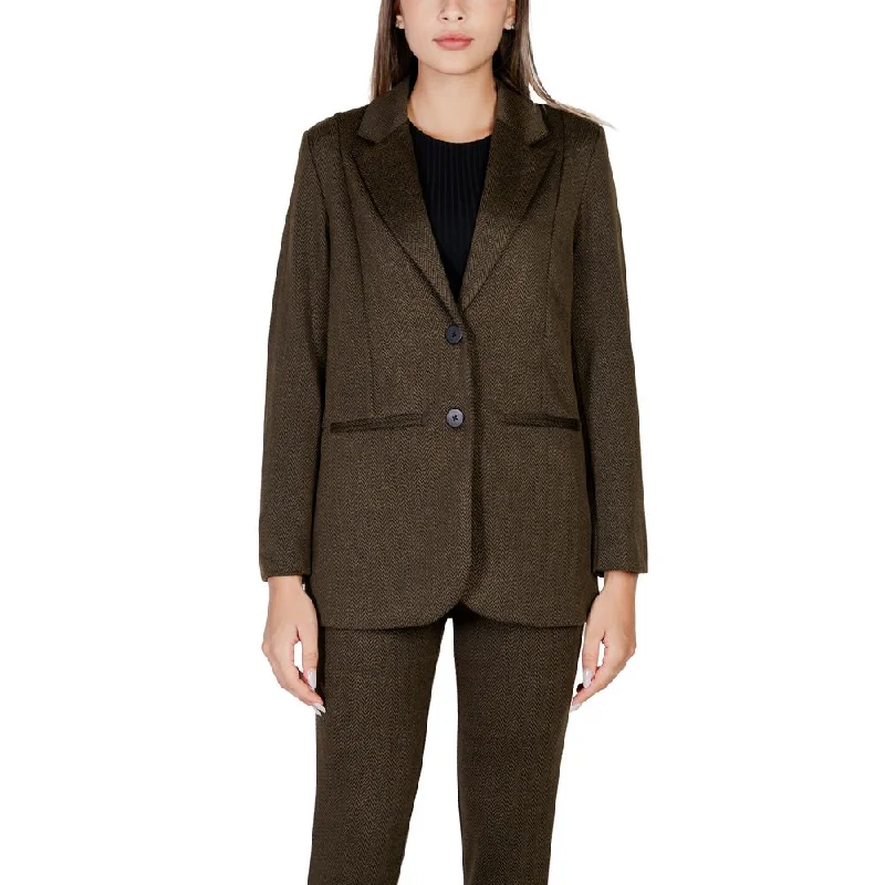 ICHI Green Polyester Suits & Blazer Women's Fashion Blazer